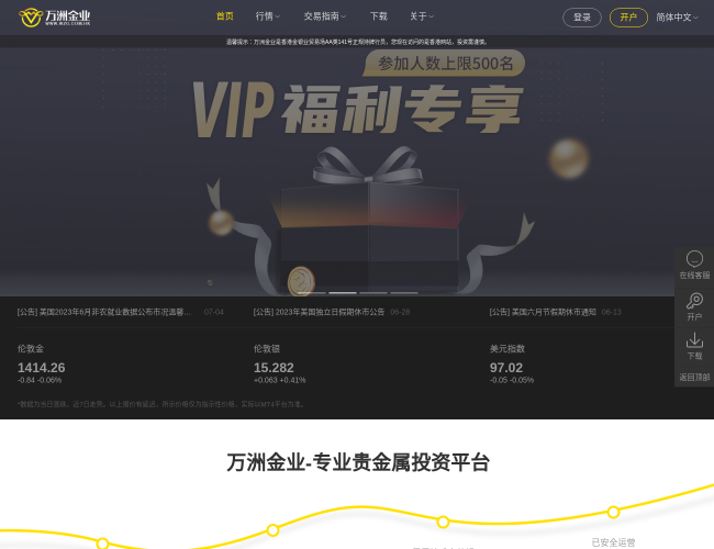 万洲金业伦敦金交易平台