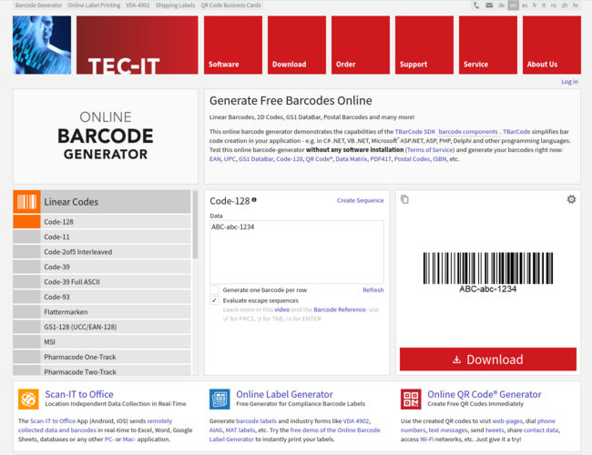免费在线条码生成器